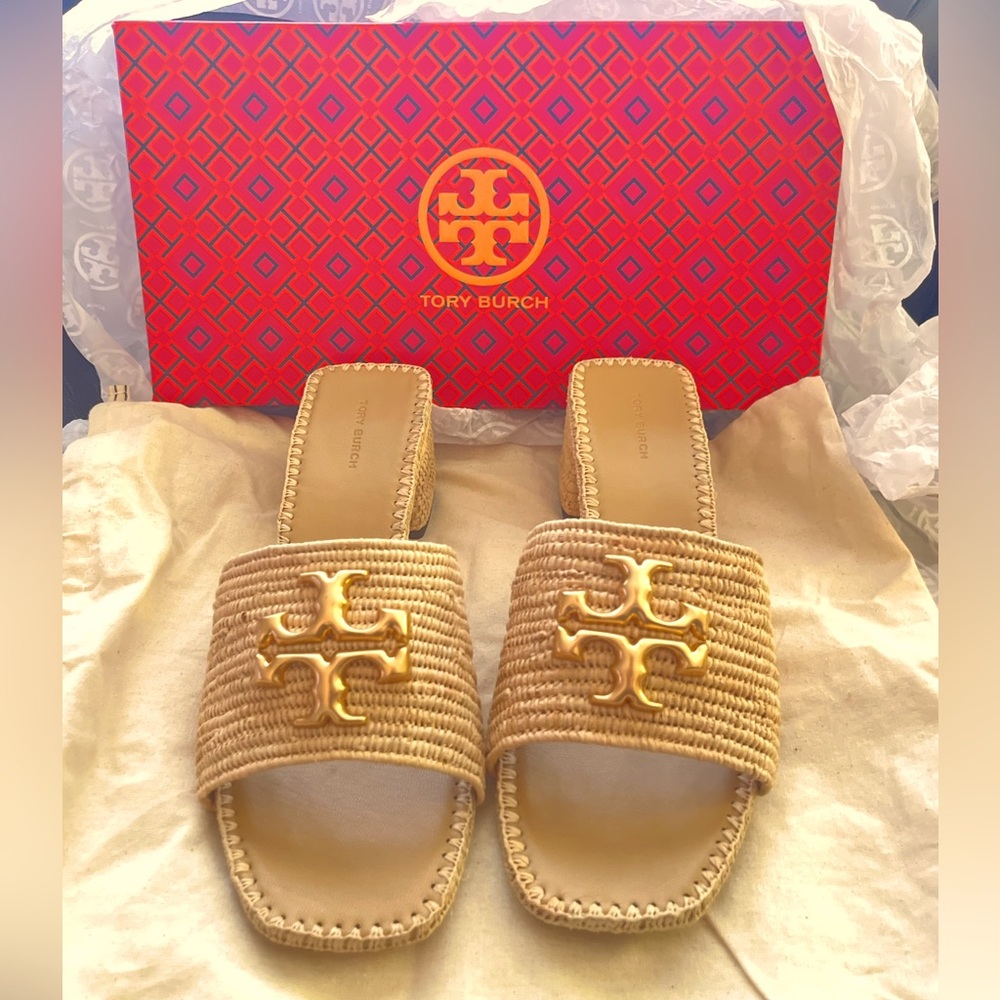 Tory Burch Women's NEW Eleanor Raffia Mules Sandals -  US SIZE 8.5 Reg. $389USD!
